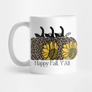Leopard Print Happy Fall, Ya'll Sunflower Pumpkins Mug
